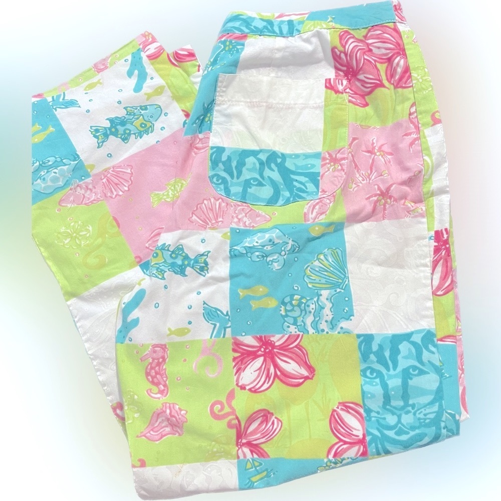 Lilly Pulitzer Patchwork Capri Pants Size 6 White Tag Vintage